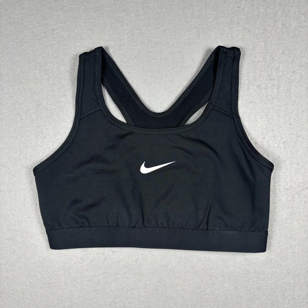 Nike Pro Girls Trophy Sports Bra Black White Swoosh Kids Size XL BV1435-010
